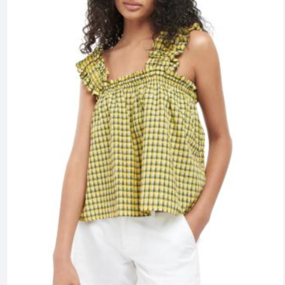 Barbour Addison Top - Yellow and Black Check - Size 10